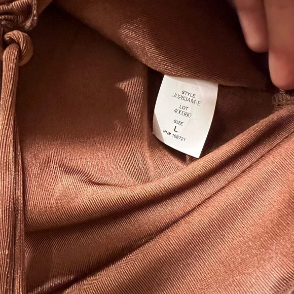 Electrica Brown sheer long sleeve crop top adjustable ruched front with ties - Picture 3 of 4